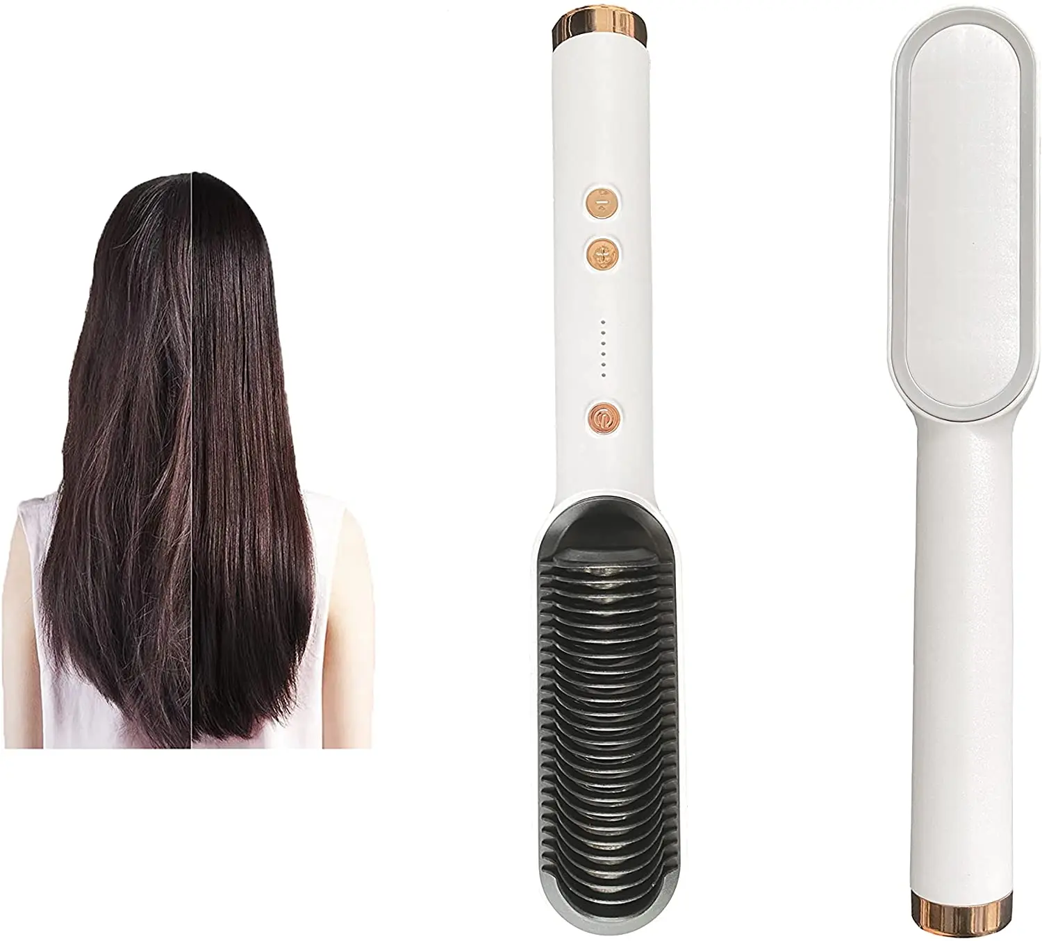 

Electric Straightening Brush Hair Straightener Hot Air Comb Brush Hair Styling Straight Curling Dual-Use Beard Straightener Tool