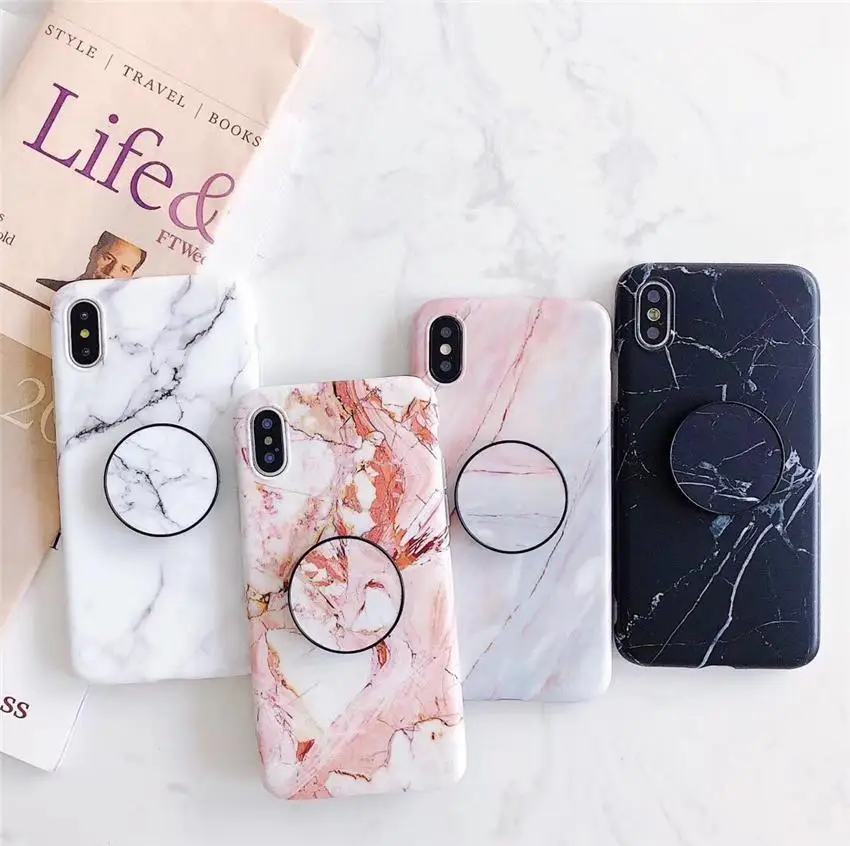 

New Arrivals Fashion Marble Stone Phone Case for iPhone XS MAX XR X 8 7 6S Plus Soft TPU phone cases with Bracket