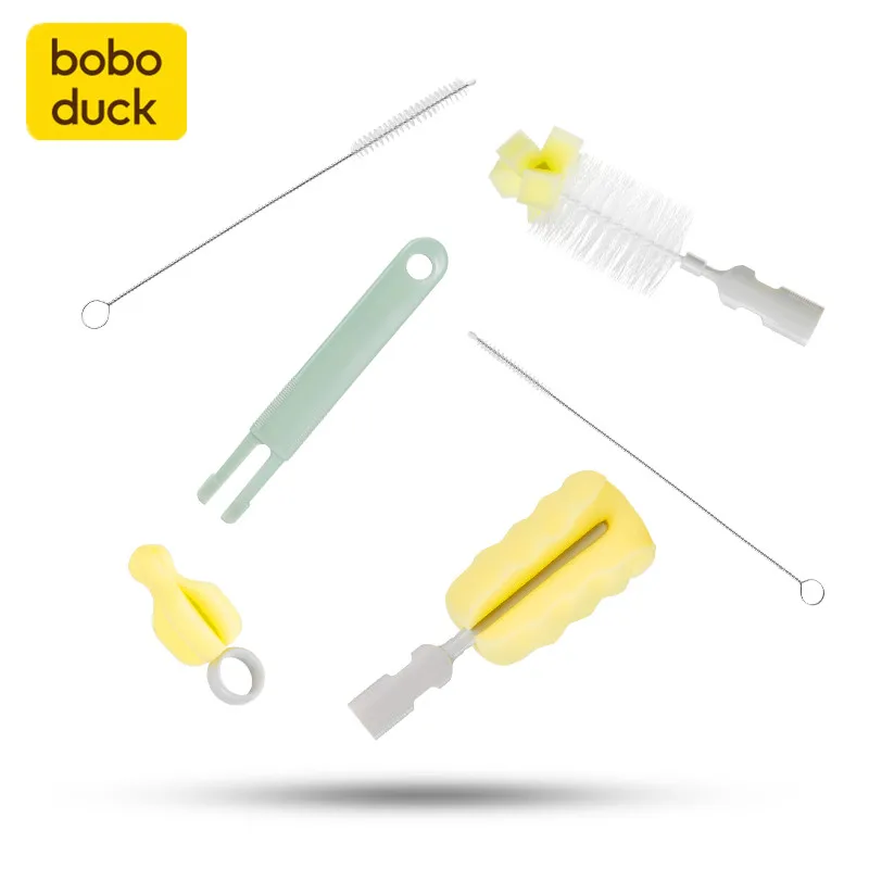 

Boboduck New Promotional Baby Bottle Cleaning Brush Set for Babies Water Bottle Cleaning, Green/purple