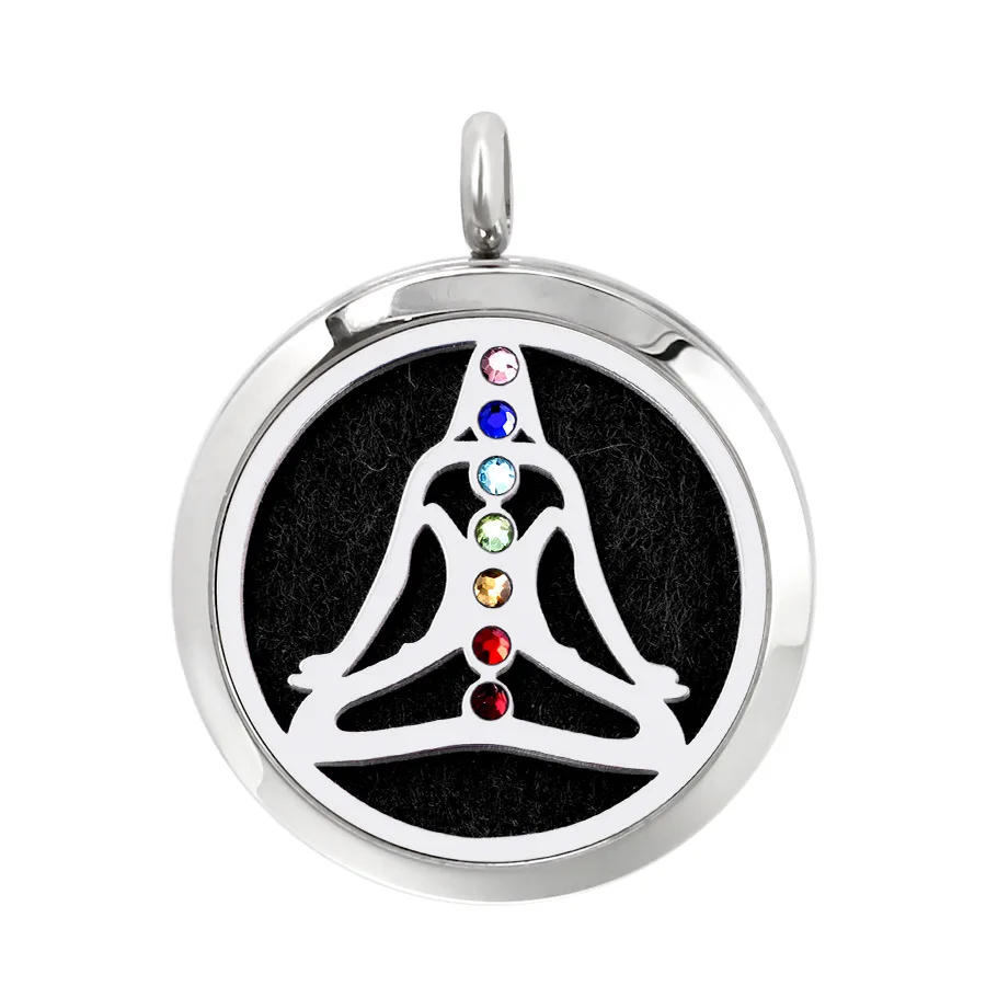 

New Arrived 7 Chakra Perfume Aromatherapy Aroma Essential Oil Stainless Steel Diffuse Jewelry Ornament Necklace Pendant