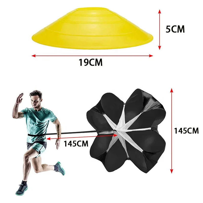 

Custom/Wholesale high quality soccer training set Agility ladder set drag parachute soccer cones Mark barrels disc, Black