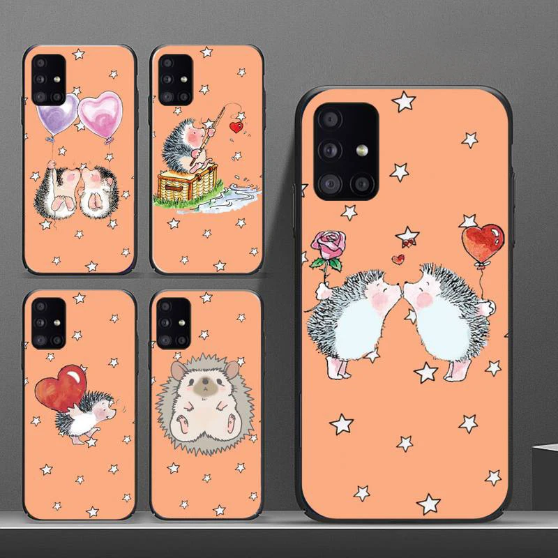 

Cartoon cute Hedgehog Heart Phone Case for samsung galaxy s21 s20 fe s10 a51 a52 a71 a50 a12 a72 a21s a70 note 20 10 ultra plus
