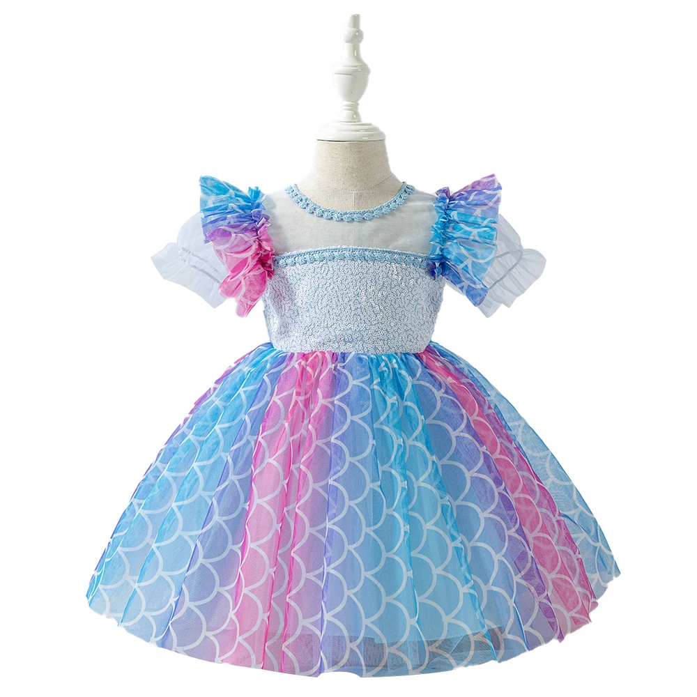 

New Design Kids Clothes Western Party Wear 2 Year Old New Born Baby Mermaid Style Infants Dress L1950xz, As picture