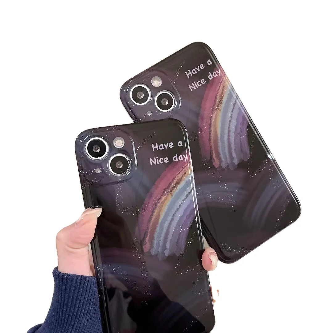 

in the dark black rainbow phone case for iphone 11 12 13 pro max, Black color