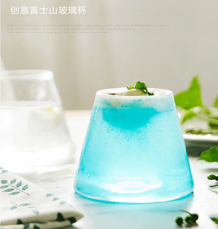 

Mount Fuji unique design borosilicate glass cup manufacturers, cocktail glass, Whisky cup, Clear