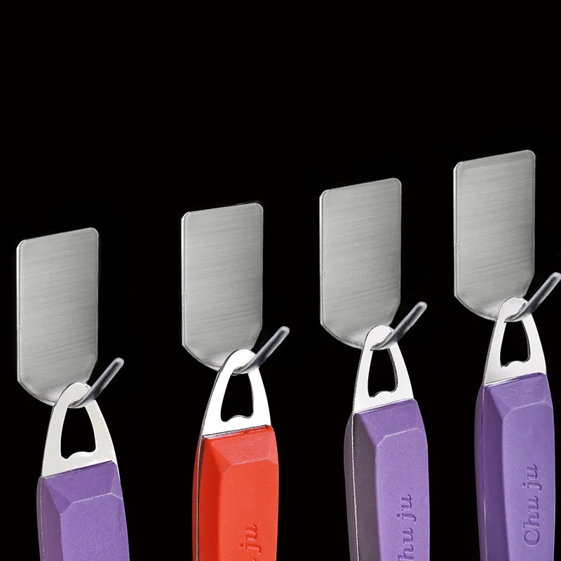 

8pcs Stainless Steel Strong Hooks And Seamless Adhesive Behind The Door Clothes Hat Hooks