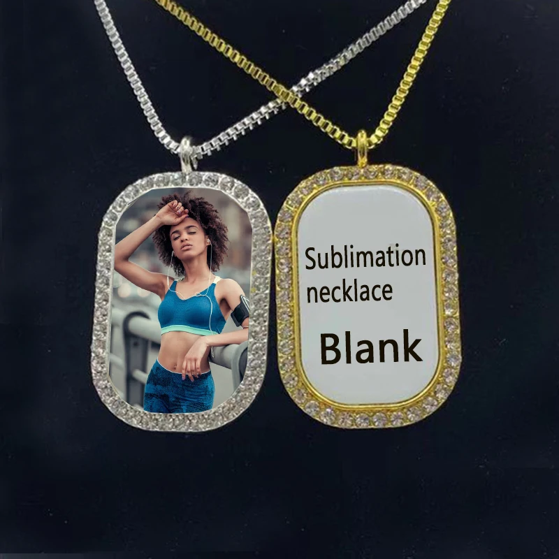 

Supplier Wholesale Women Gift Fashion Silver Gold Pendant Custom Name Picture Jewelry Sublimation Blank Necklace, Gold silver color