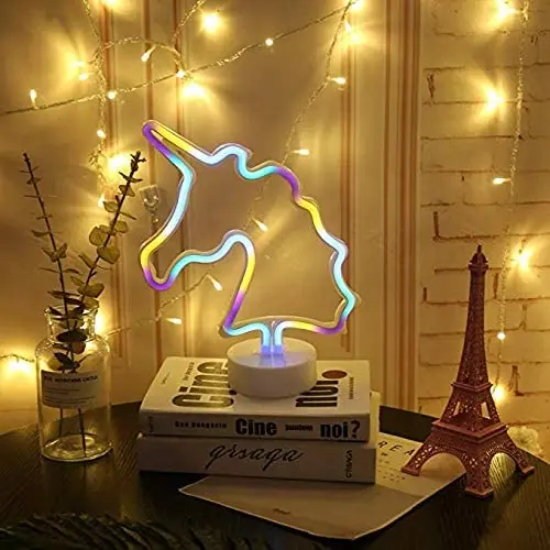 Unicorn-Head Colorful Night Light LED Marquee Sign For Kid Party Decoration XN 