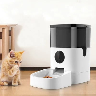 

Pet Products 2022 Wifi APP Control 4 6L Smart ABS Plastic with Camera for Cat and Dog Automatic Pet Food Feeder Dispenser, White, black, white+black