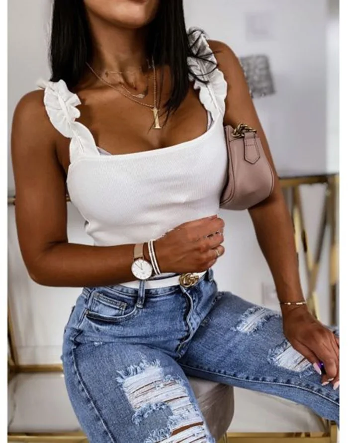 

Hot Sale Women's Sexy Fashion Slim Halter Neck Vest, Picture color