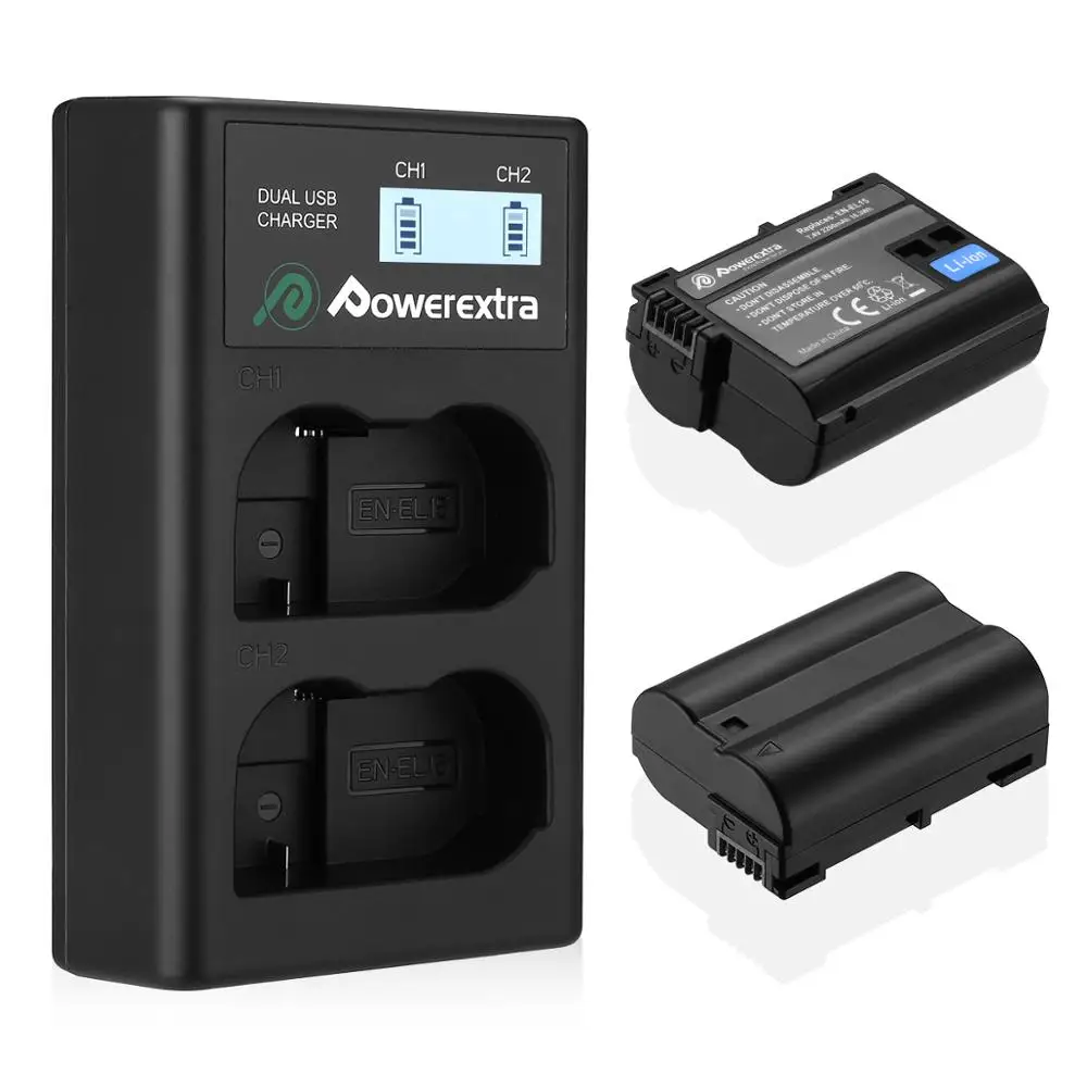 

Powerextra Best Replacement Camera Battery Pack Enel15 En El15 En-El15A And Usb Cable Fast Charger
