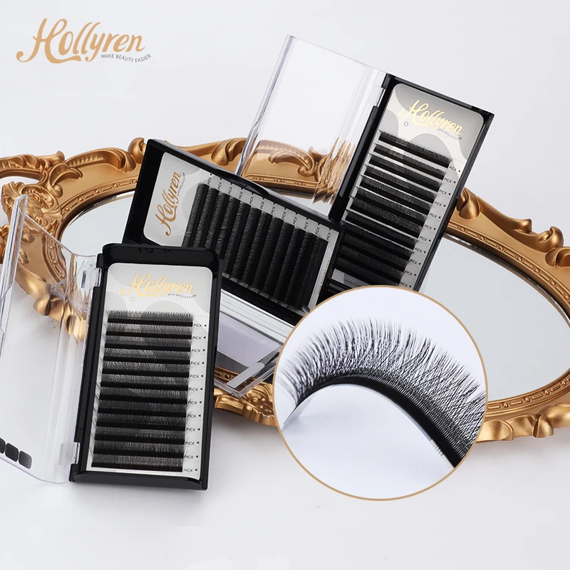 

Hollyren Y V W Shape Eyelash Extension Crisscross Mink Lashes Individual Natural Easily Grafting Cilios Clover Fios W Lash