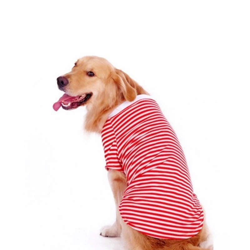 

New 2021 Spring and Summer Large Dog Pet Clothing Striped T-shirt Large Dog Clothes Wholesale, 2 colors