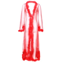 

Mature Women Sexy See-through Lingerie/ Honeymoon Bed Time Nighty Fur Robe