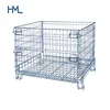 Custom zinc light weight collapsible warehouse stackable metal steel storage welded wire mesh cages with wheels