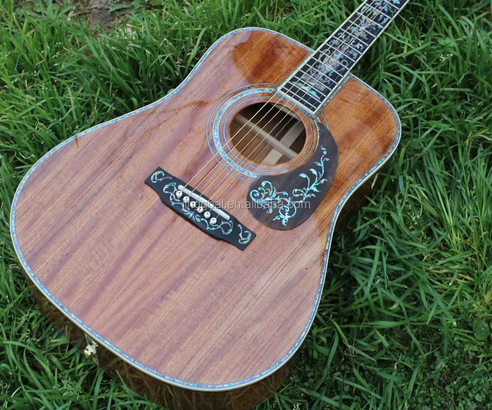 41 Inch KOA Wood Acoustic Guitar with Ebony Fingerboard and Abalone ...