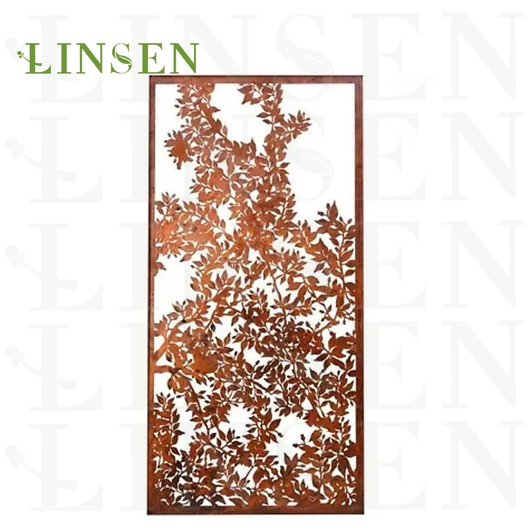 

2021 New design Laser cut metal screen art decorative privacy metal outdoor indoor wall corten steel screens panel, Black;white;grey;rust