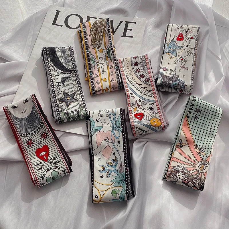 

Elegant scarf with fashion star and flower printing can be hair bands and bag decoration for women