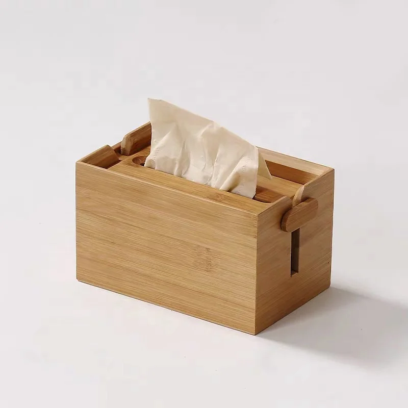 

CSL factory Hot Sale eco-friendly custom tissue box holder tissue adjustable bamboo wood display box, Customized color