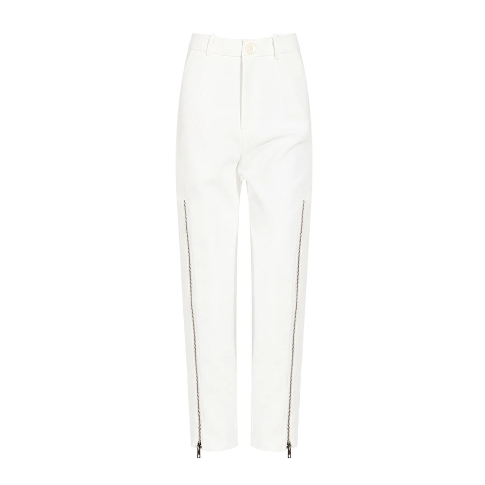 

TWOTWINSTYLE Women's Pants Zipper Slit Gathered Waist Minimalist Pencil Pants For Ladies 2024