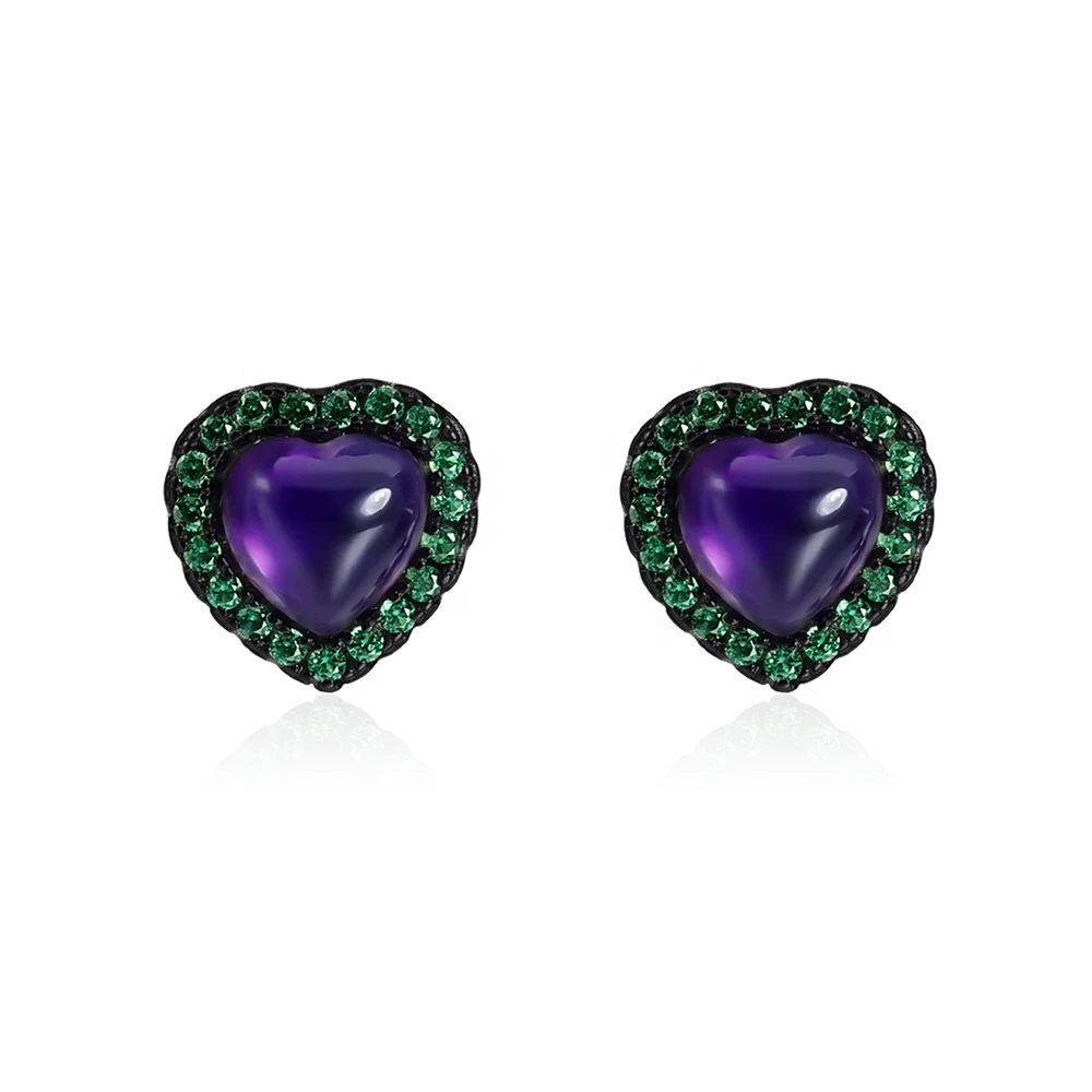 

Abiding Wholesale Amethyst Simple Earring Women 925 Sterling Silver Stud Earring Jewelry Women