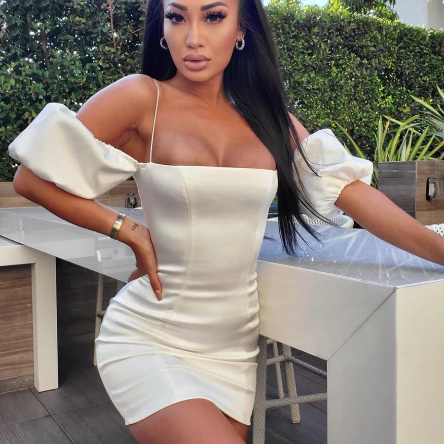 

Party night lace up bodycon dress women pink white Elegant club Slim dress