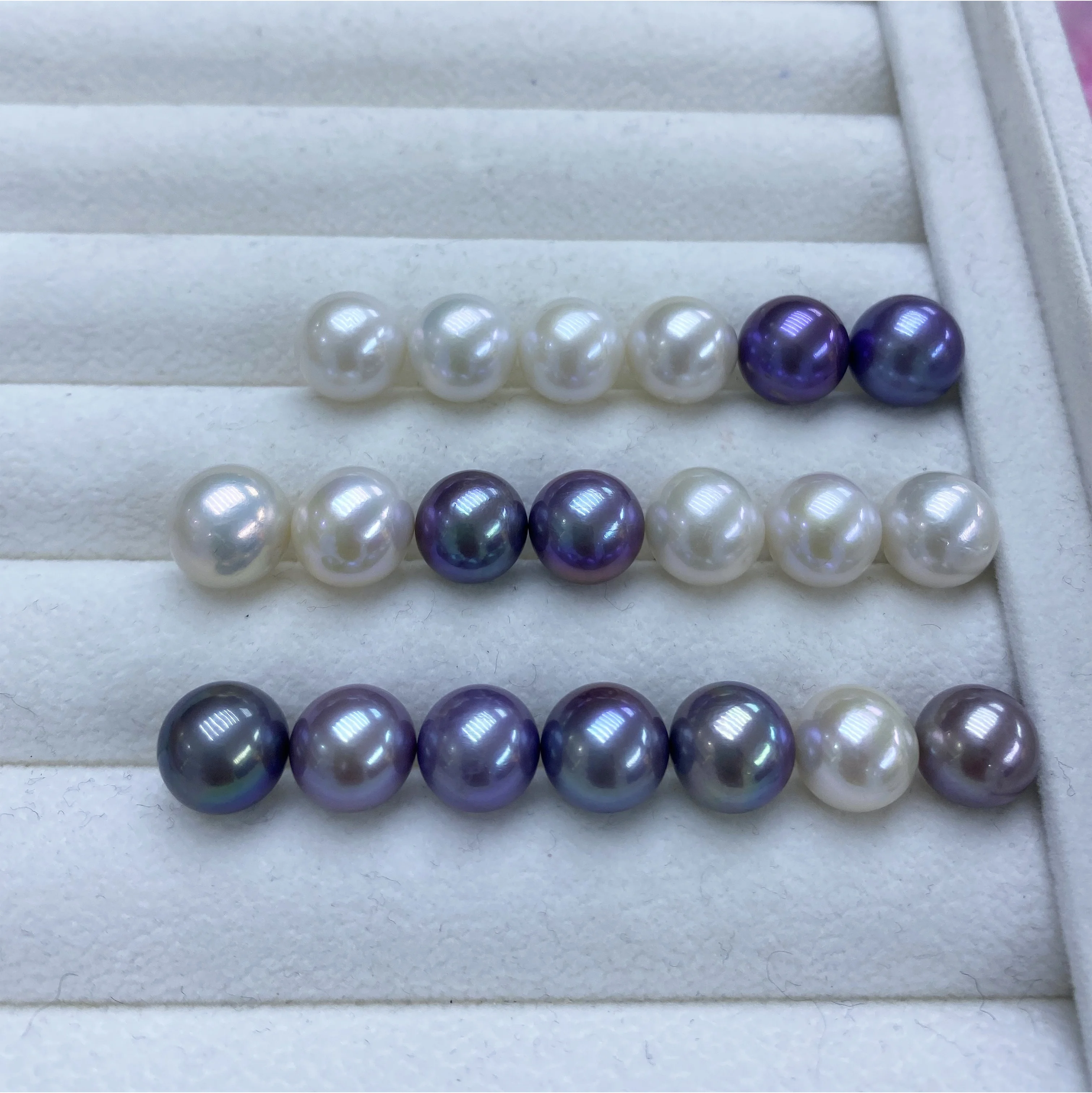 

Edison loose pearl 10-13mm large AAAA grade natural color freshwater pearl white&purple color round shaped