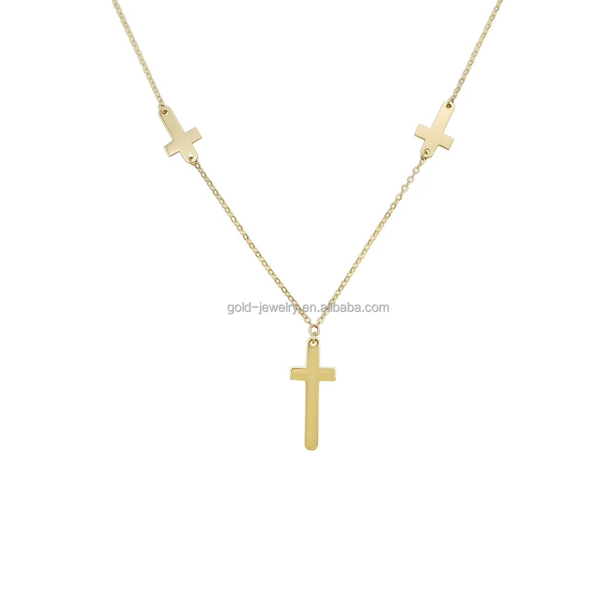 

1000s Jewelry New Style 9K Real Gold Necklace Jewelry Cross Pendant Necklace Gold 9k Jewelry Wholesale Gold Women Necklace