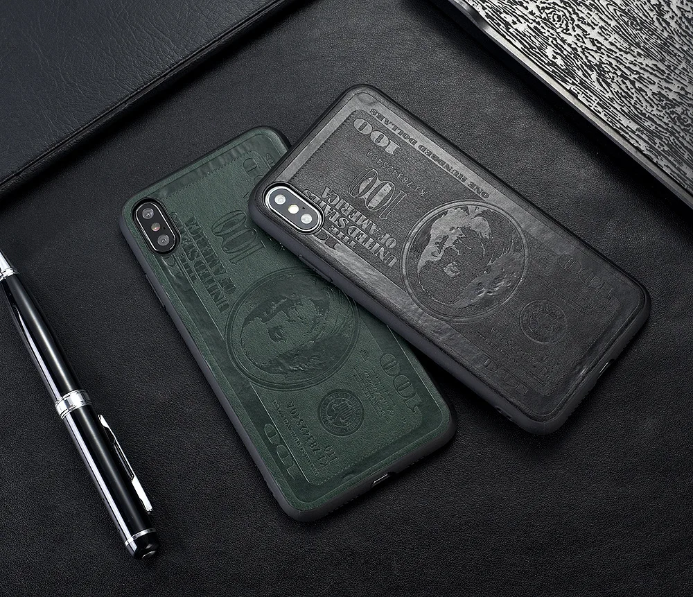 custom logo Leather lines US dollar pressure flower tide brand protective mobile phone case For iPhone