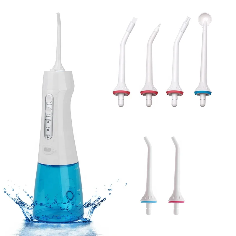 

Professional Cordless with 3 Modes Portable Rechargeable Dental Oral Irrigator 300ML IPX7 Waterproof Water Flosser, White, black