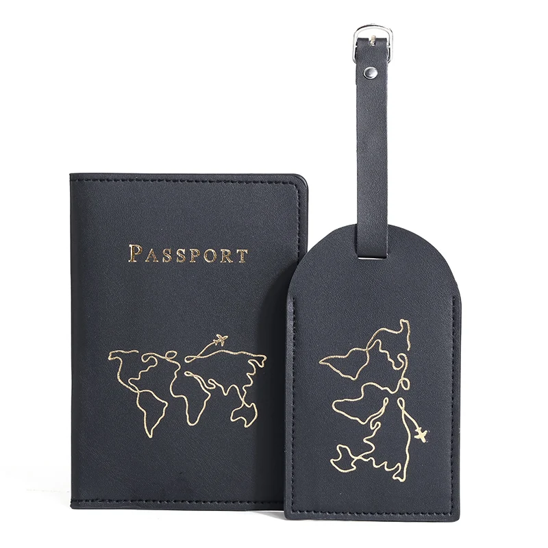 

New Wholesale Custom Eco Passport Cover PU Leather ID Bag Book Protective Luggage Tag Passport Holder Set