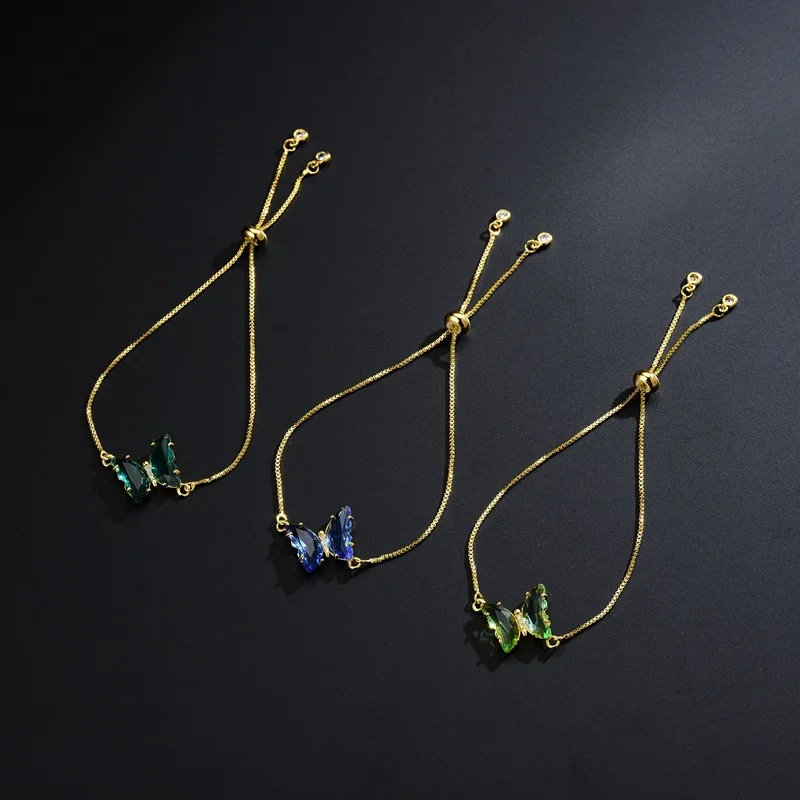 

Super Sparkling Big Crystal Rhinestone Butterfly Bracelet Adjustable Gold Plated Diamond Butterfly Bracelet