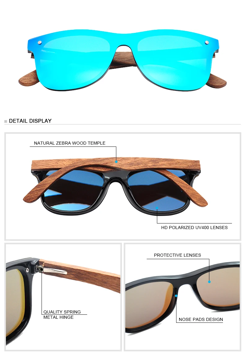 Unisex custom logo  eyewear oem fashionable  frameless wooden sunglasses 2019