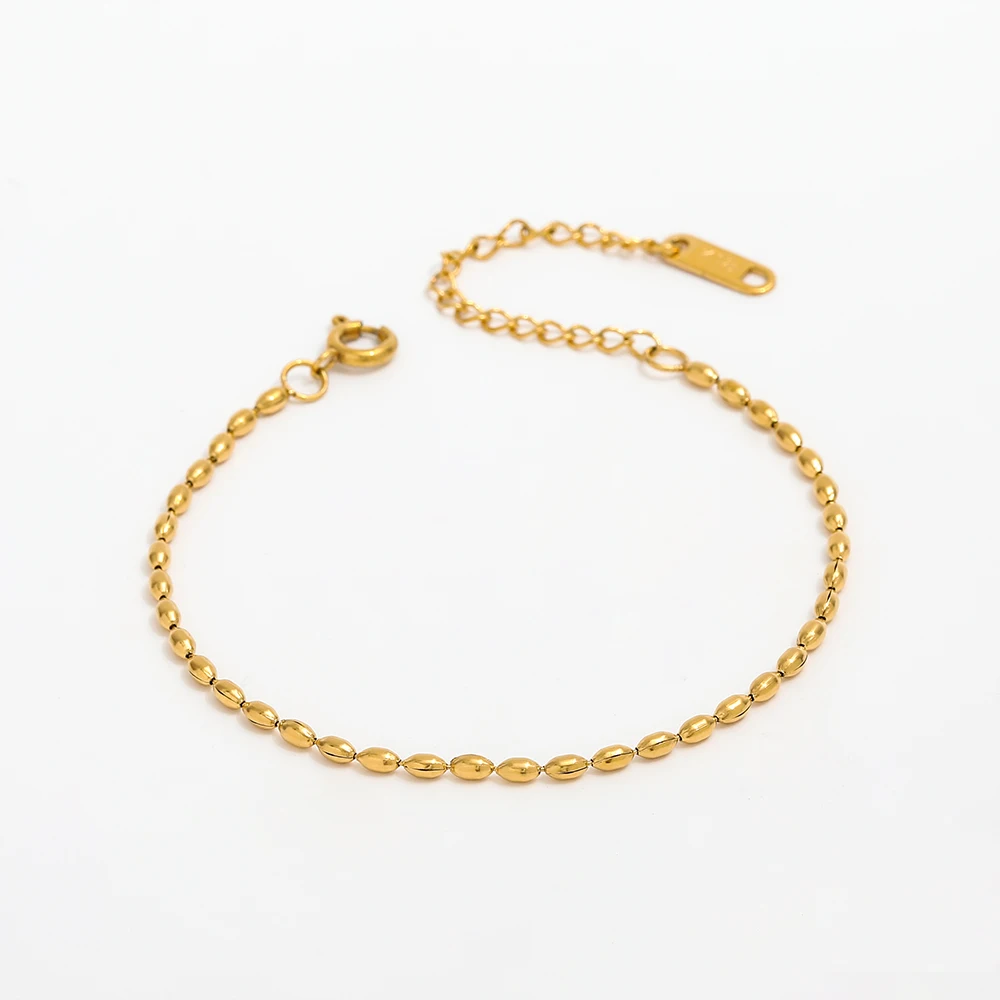 High End Stainless Steel Oval Beads String Bracelet for Women Wholesale Jewelry