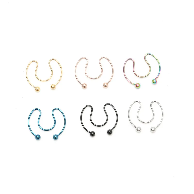 

Punk Stainless Steel Nose Ring Clip Hook Artificial Septum Body Piercing Jewelry Nose Rings
