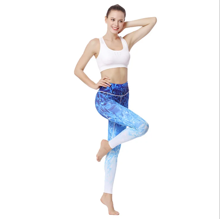 
Printed Ankle Length High Waist Polyester Yoga Leggings for Women 