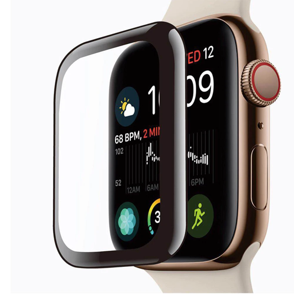 

3D Curved Tempered Glass Screen Protector for Apple Watch Series 7 6 5 se size 45mm 44mm 42mm 41mm 40mm 38mm, Crystal clear