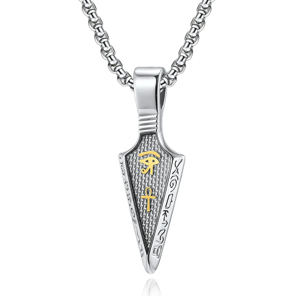 

New stainless steel the eye of horus mens arrow head pendant necklace