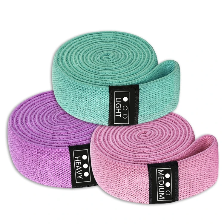 

Non-slip Fabric Custom logo Fitness Gym Long Yoga Loop Exercise Resistance Bands Set, Gray black purple blue pink