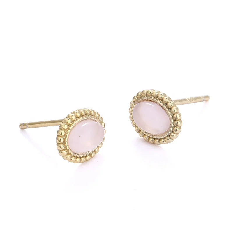 

Pink Gemstone Jewelry Wholesale Cheap Jewellery Women 925 Sterling Silver Opal Earring, Gold