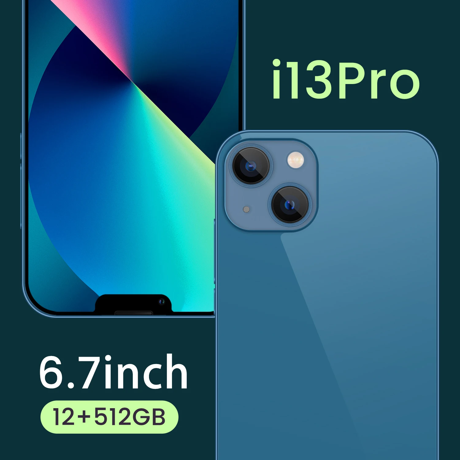 

New arrival i13 Pro Fingerprint unlock smart phone 6.7 inch 4G 5G mobile phone smartphones