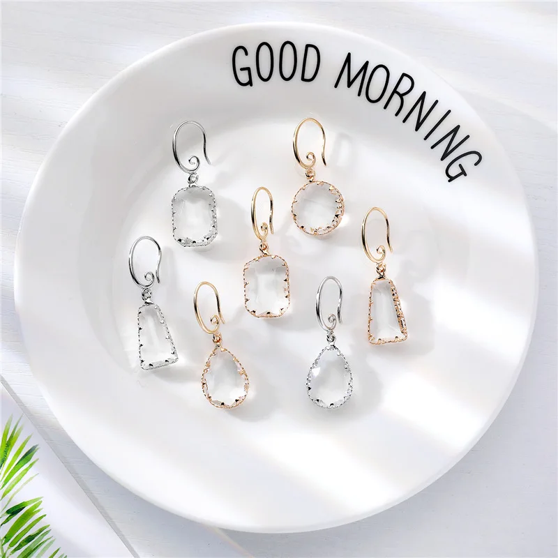 

Women's Stone Crystal Clear Glass Dangle Drop Earrings