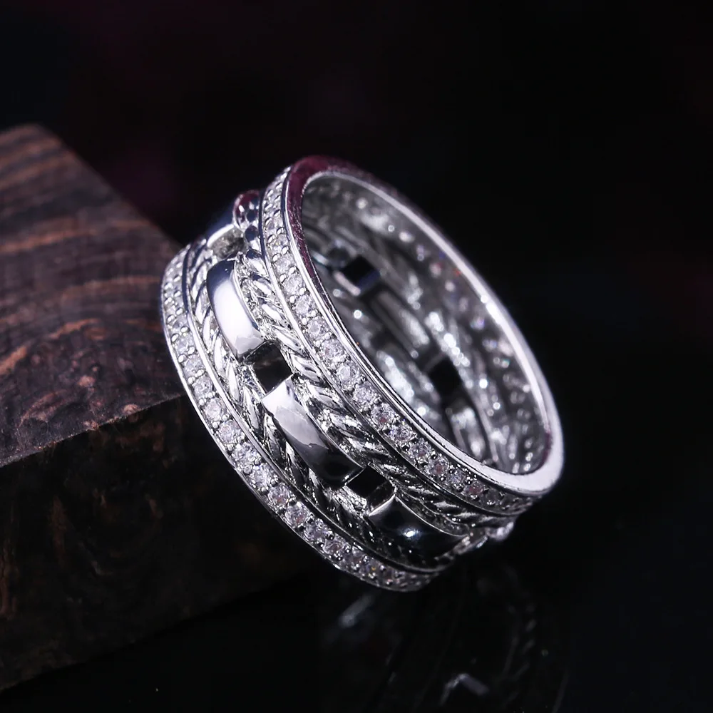 

Vintage Court ring Bijou Pave Cz Stone Statement Party Wedding Band Rings for women Hollow Jewelry