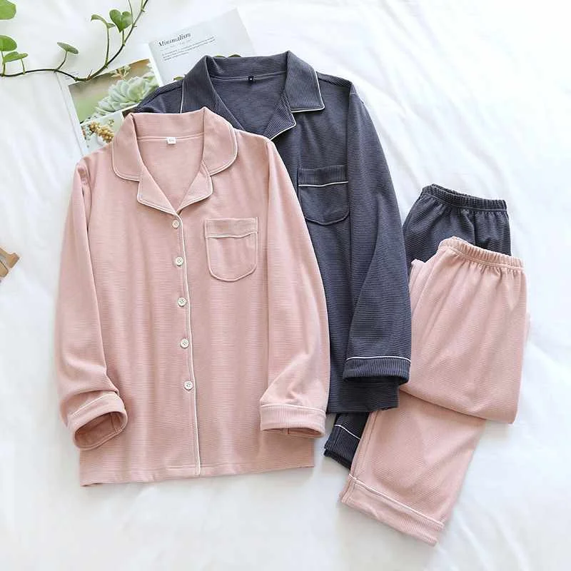 

Spring and autumn new couple sleepwear women autumn and winter striped long-sleeved home service men's plus size two-piece suit, Required
