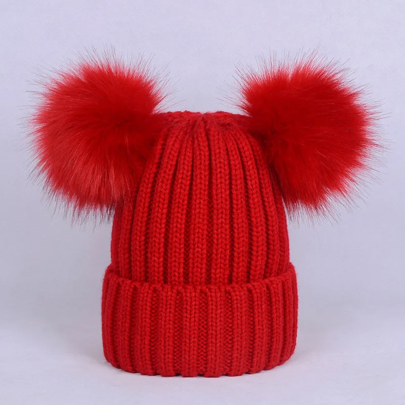 double pom pom hat red