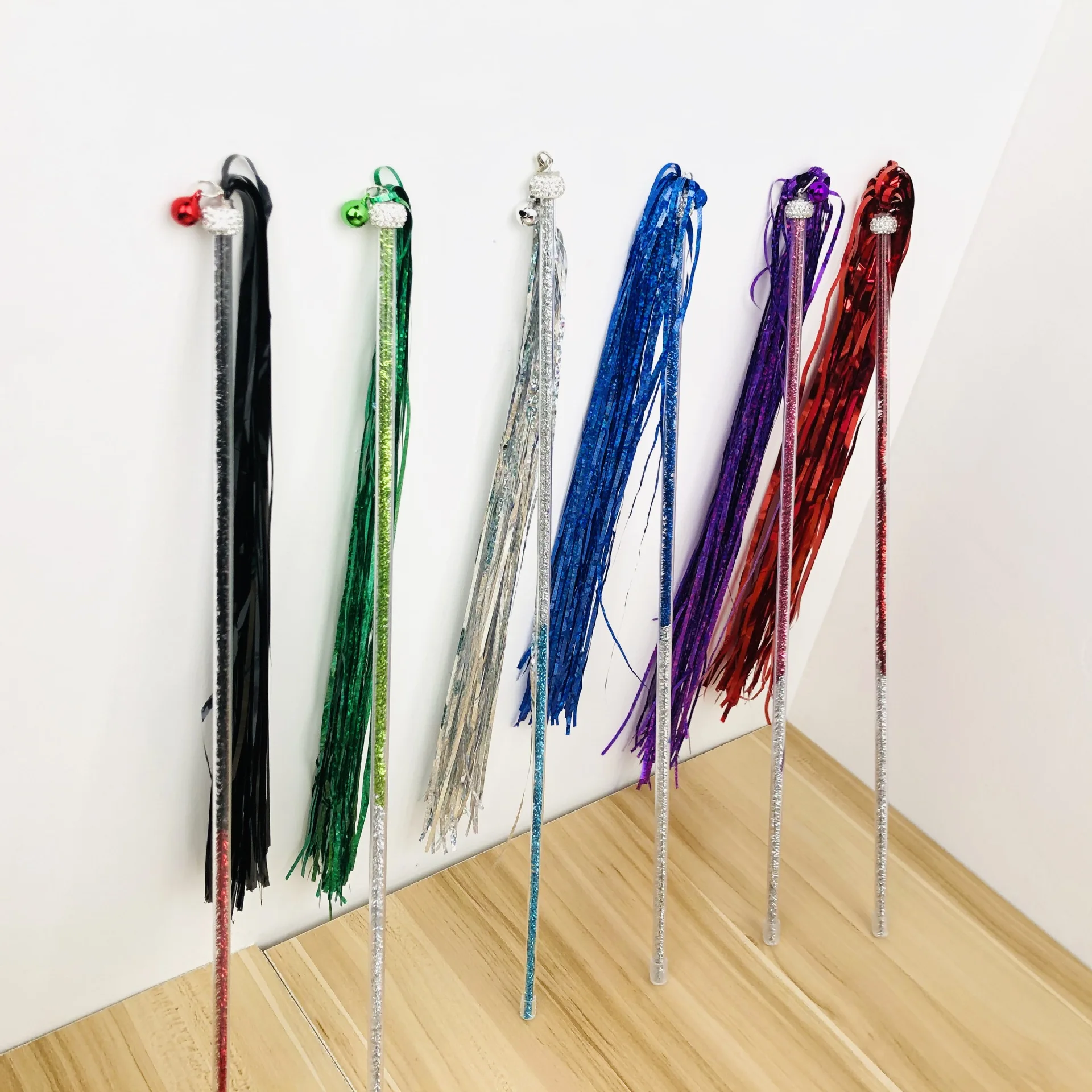 

Cat Pet Supplies Rain Silk Manufacturers  Hot Sale Replaceable Head Rain Silk Cat Toy Funny Cat Stick Set, Picture showed