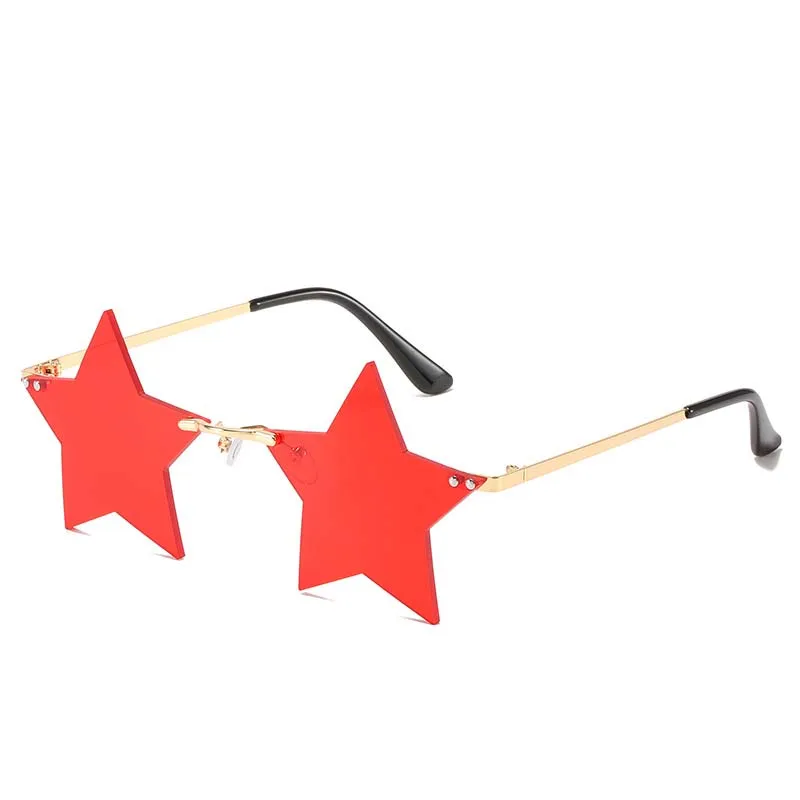 

star funny party glasses festival ball women eyewear metal fashion rimless lens sun sunglasses