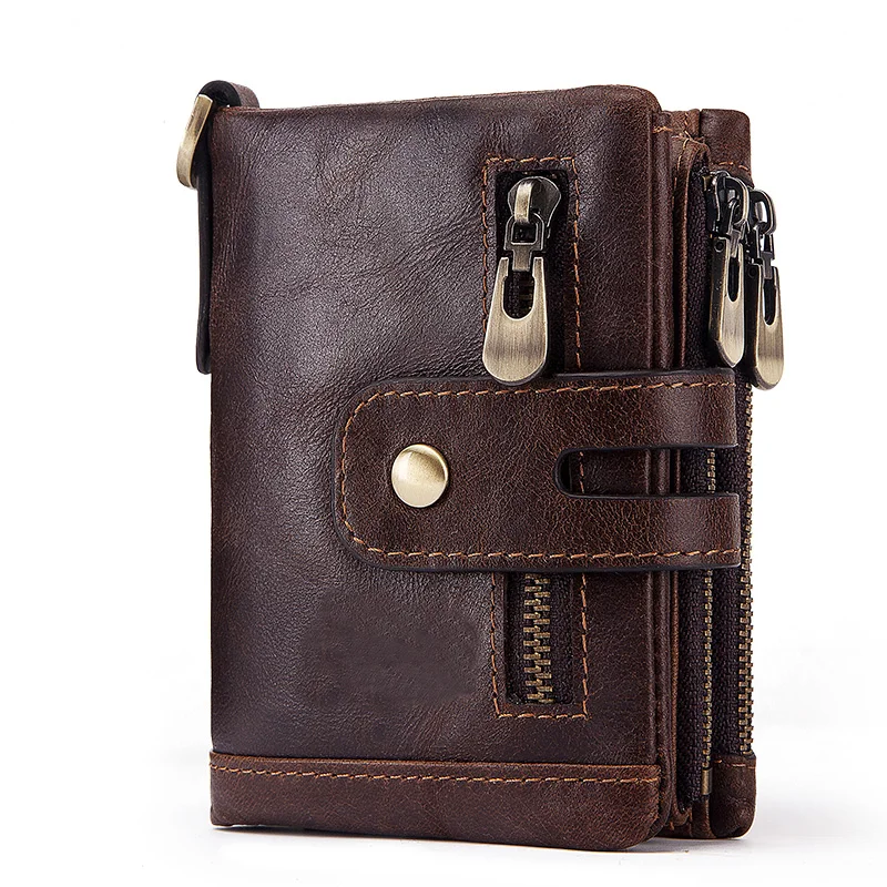 

Genuine Leather Male Purses With Zip Coin Pocket customized logo Men Wallet And Leather Men Card Holder Wallets, Customized color