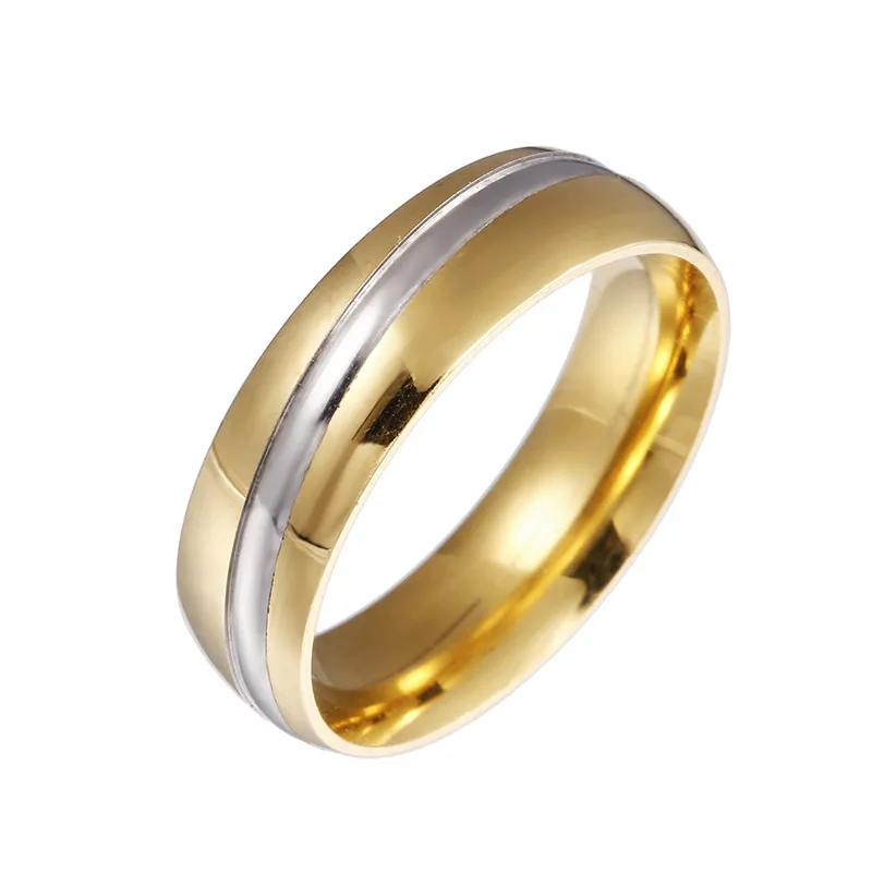 

Wholesale stainless steel couple metal non tarnish minimalist 18k gold plated rings anillos acero inoxidable man men jewelry