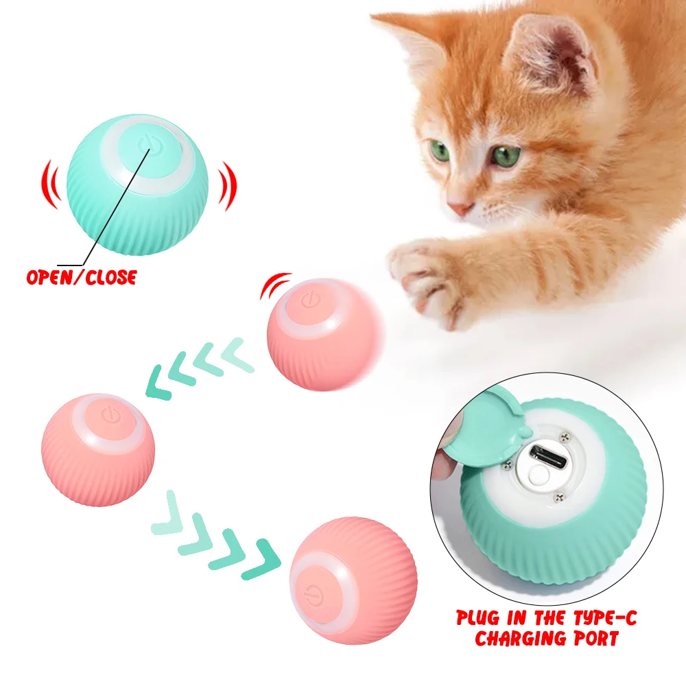 

Electric Pet Cat Toys Automatic Rolling Smart Cat Ball Training Self-moving Kitten Toy Cat Playing Indoor Interactive Pet Toys